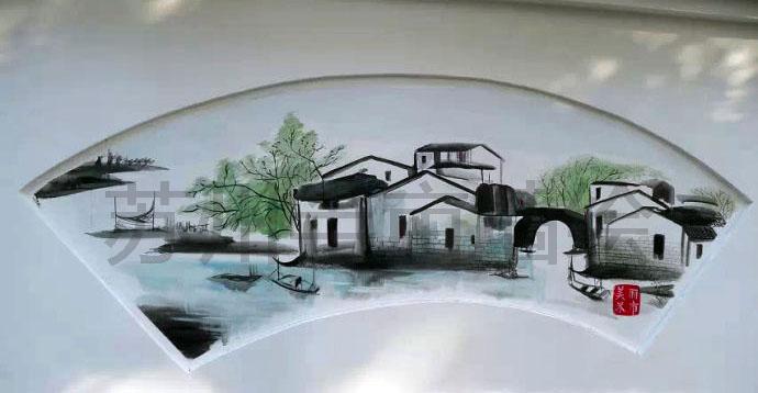 水墨江南国画风景手绘墙 - 苏州半亩(红枫叶)墙绘公司