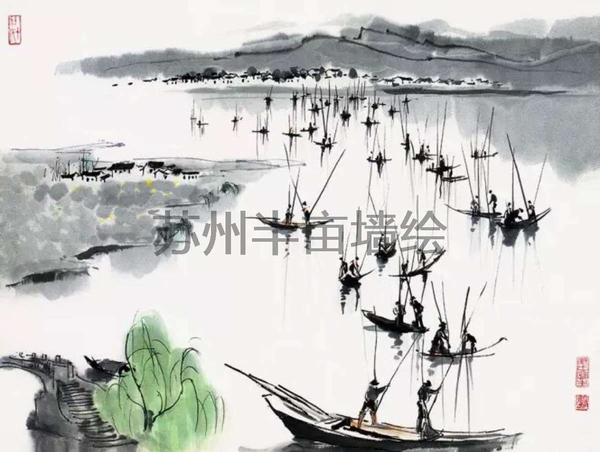 苏州生活水墨画,线条姑苏,吴冠中水墨
